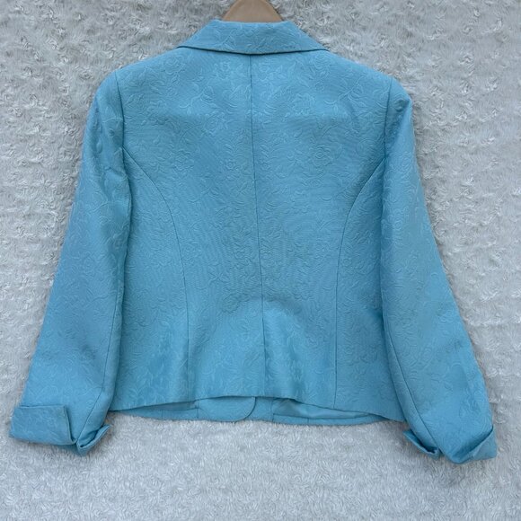 Emma James Petite Button Blazer Blue Floral Embroidered Jacket Size 12 - Picture 5 of 5